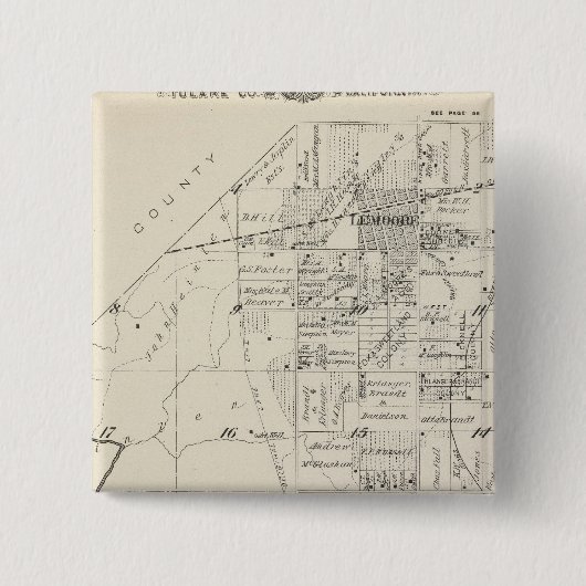 T19S R20E Tulare County Section Map Vierkante Button 5,1 Cm (Voorkant)
