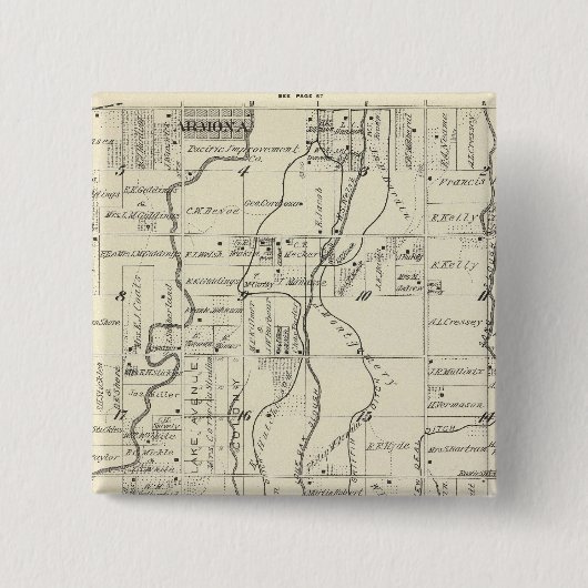 T19S R21E Tulare County Section Map Vierkante Button 5,1 Cm (Voorkant)
