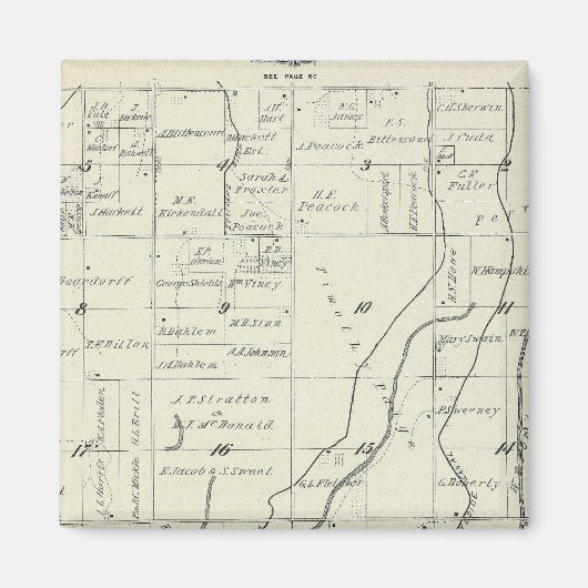 T19S R22E Tulare County Section Map Magneet (Voorkant)