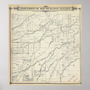 T19S R25E Tulare County Section Map Poster