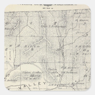T19S R28E Tulare County Section Map Vierkante Sticker