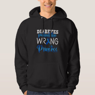 T1d Bewustheid Princess Girls Diabetic Blue Ribbon Hoodie