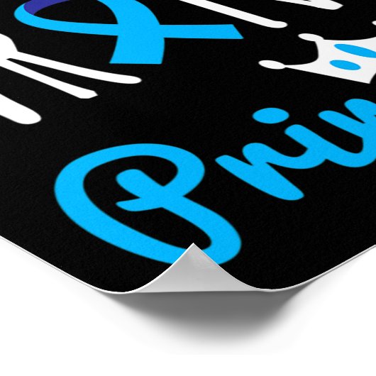 T1D Bewustheid Princess Girls Diabetic Blue Ribbon Poster (Hoek)