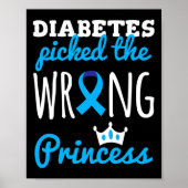 T1D Bewustheid Princess Girls Diabetic Blue Ribbon Poster (Voorkant)