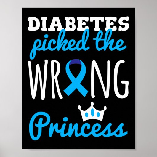 T1D Bewustheid Princess Girls Diabetic Blue Ribbon Poster (Voorkant)