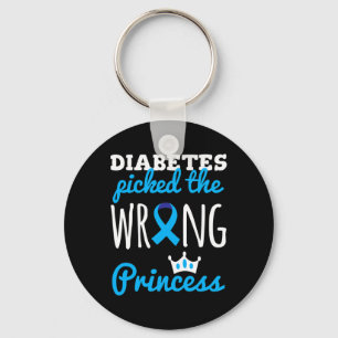 T1D Bewustheid Princess Girls Diabetic Blue Ribbon Sleutelhanger
