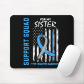 T1D Bewustmaking VS-vlagzuster Type 1 diabetes Muismat (Met muis)