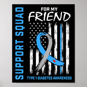 T1D Bewustzijn Amerikaanse vlag Vriend Type 1 Diab Poster
