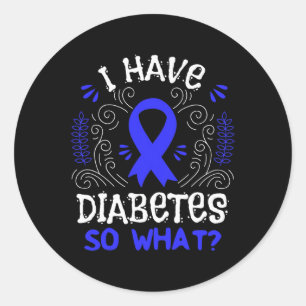 T1D Bewustzijnslint Gift voor Juveniele Diabetes P Ronde Sticker