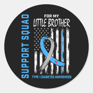 T1d Bewustzijnsvlag Little Brother Type 1 Diabetes Ronde Sticker