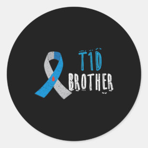 T1D-broer blauw lint type 1 diabetes bewustzijn Ronde Sticker