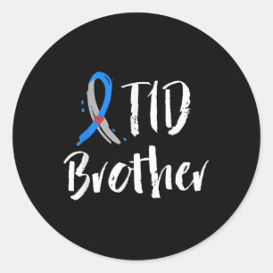 T1D Broer Type 1 Diabetes Awareness Blauw Grijs R Ronde Sticker
