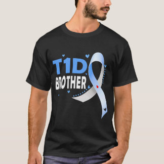T1D Broer Type 1 Diabetes Bewustzijn Broer Blauwe T-shirt