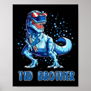 T1D Broer Type 1 Diabetes Lint T Rex Dinosaur Poster