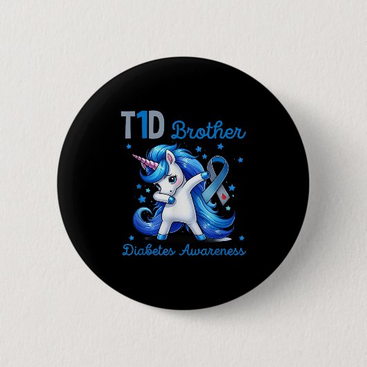 T1d Brother Diabetes Awareness Support Dabbing Uni Ronde Button 5,7 Cm (Voorkant)