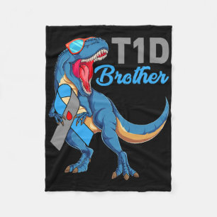 T1d Brother Type 1 Diabetes Awareness Month Dinosa Fleece Deken