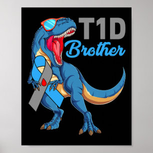 T1d Brother Type 1 Diabetes Awareness Month Dinosa Poster