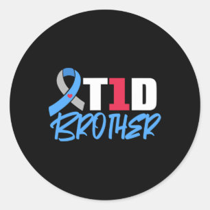 T1D Brother Type 1 Diabetes Bewustmaking Verwant Ronde Sticker