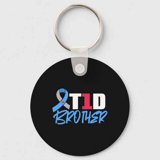 T1D Brother Type 1 Diabetes Bewustmaking Verwant Sleutelhanger (Voorkant)