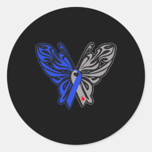 T1D Butterfly Type 1 Diabetes Awareness Ribbon Ronde Sticker