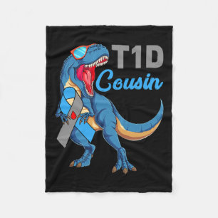 T1d Cousin Type 1 Diabetes Awareness Month Dinosau Fleece Deken