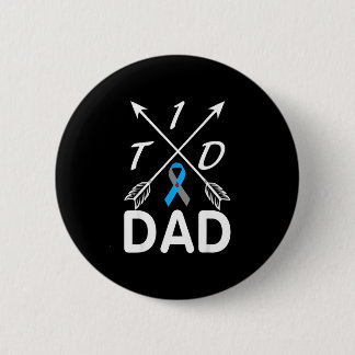 T1d dad type 1 diabetes awareness blue gray ribbon ronde button 5,7 cm