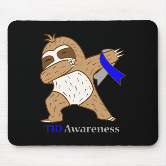 T1d Diabetes Awareness Ribbon Dabbing Sloth Warrio Muismat (Voorkant)