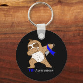T1D Diabetes Awareness Ribbon Dabbing Sloth Warrio Sleutelhanger (Voorkant)
