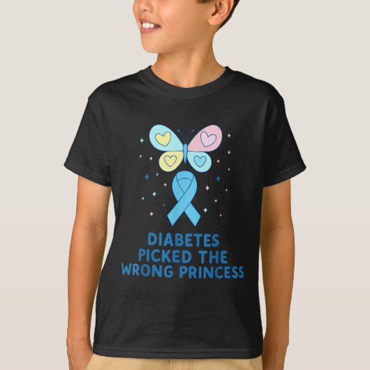 T1d Diabetes Warrior Butterfly Princess Diabetes A T-shirt (Voorkant)