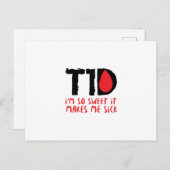 T1D Diabetische diabetes Gift Briefkaart (Voorkant / Achterkant)