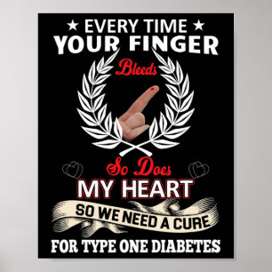 T1D Diabetische type 1 diabetes Bewustmaking Manne Poster