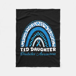 T1d dochter type 1 diabetes bewustzijn blauw grijs fleece deken