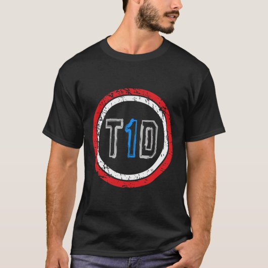 T1d Embleem Type 1 Diabetes Awareness T-shirt (Voorkant)