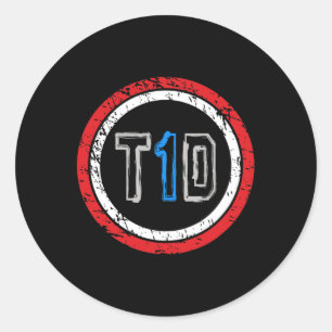 T1D Embleem Type 1 Diabetes Bewustheid Ronde Sticker