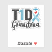 T1D Grootmadiabetes Bewustmaking van de lintfamili Sticker (Vel)