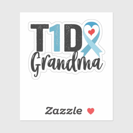 T1D Grootmadiabetes Bewustmaking van de lintfamili Sticker (Vel)