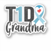 T1D Grootmadiabetes Bewustmaking van de lintfamili Sticker (Voorkant)