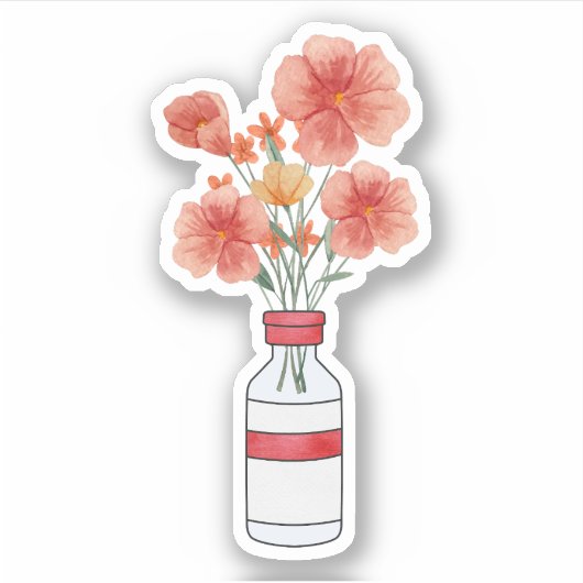 T1D Humalog insuline bloemen, diabetes, type 1 Sticker (Voorkant)