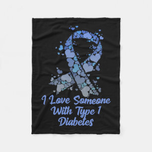T1d Ik hou van iemand met diabetes T-shirt diabete Fleece Deken