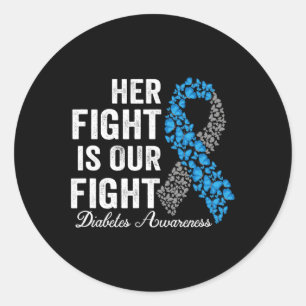 T1D Kleding Haar gevecht is onze strijd Type 1 Dia Ronde Sticker