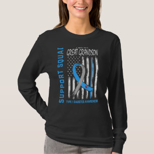 T1D Kleinzoon Type 1 Diabetes Bewustzijn Vlag T-shirt