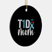 T1D Mam Diabetes Awareness Ribbon Family Gift Keramisch Ornament (Rechts)