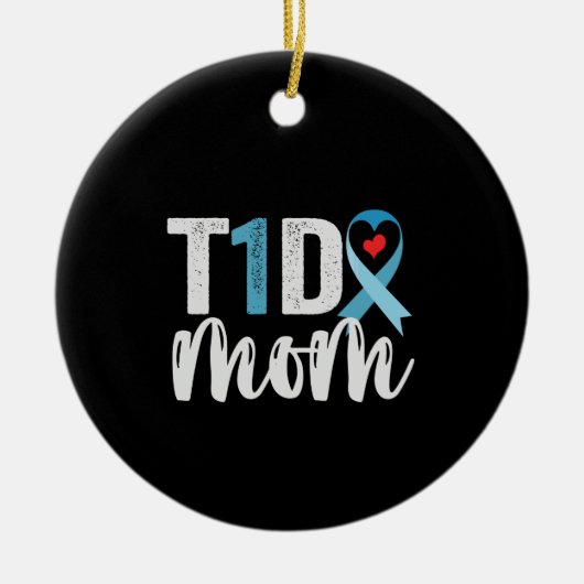 T1D Mam Diabetes Awareness Ribbon Family Gift Keramisch Ornament (Voorkant)