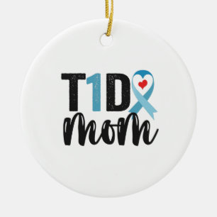 T1D Mam Diabetes Awareness Ribbon Family Gift Keramisch Ornament
