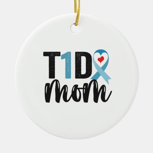 T1D Mam Diabetes Awareness Ribbon Family Gift Keramisch Ornament (Voorkant)