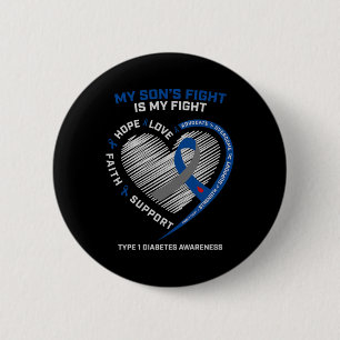 T1d Mam Pap Mijn zoons Vecht Type 1 Diabetes Aware Ronde Button 5,7 Cm