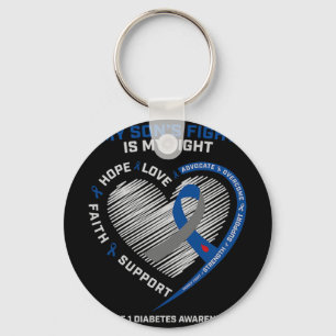 T1d Mam Pap Mijn zoons Vecht Type 1 Diabetes Aware Sleutelhanger