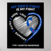 T1d Mama Het gevecht van mijn zoon is mijn vechtty Poster (Voorkant)