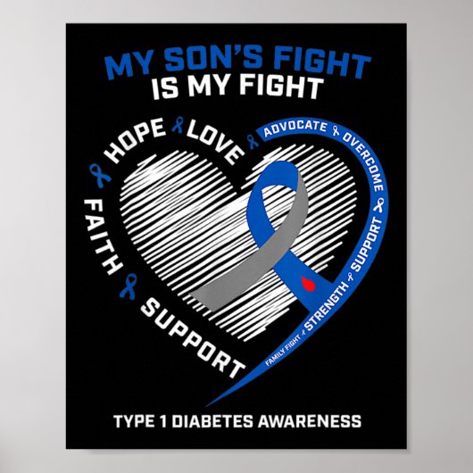 T1d Mama Het gevecht van mijn zoon is mijn vechtty Poster (Voorkant)