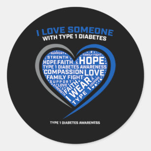 T1D Mannen Vrouwen Kinderen diabetes type 1 diabet Ronde Sticker